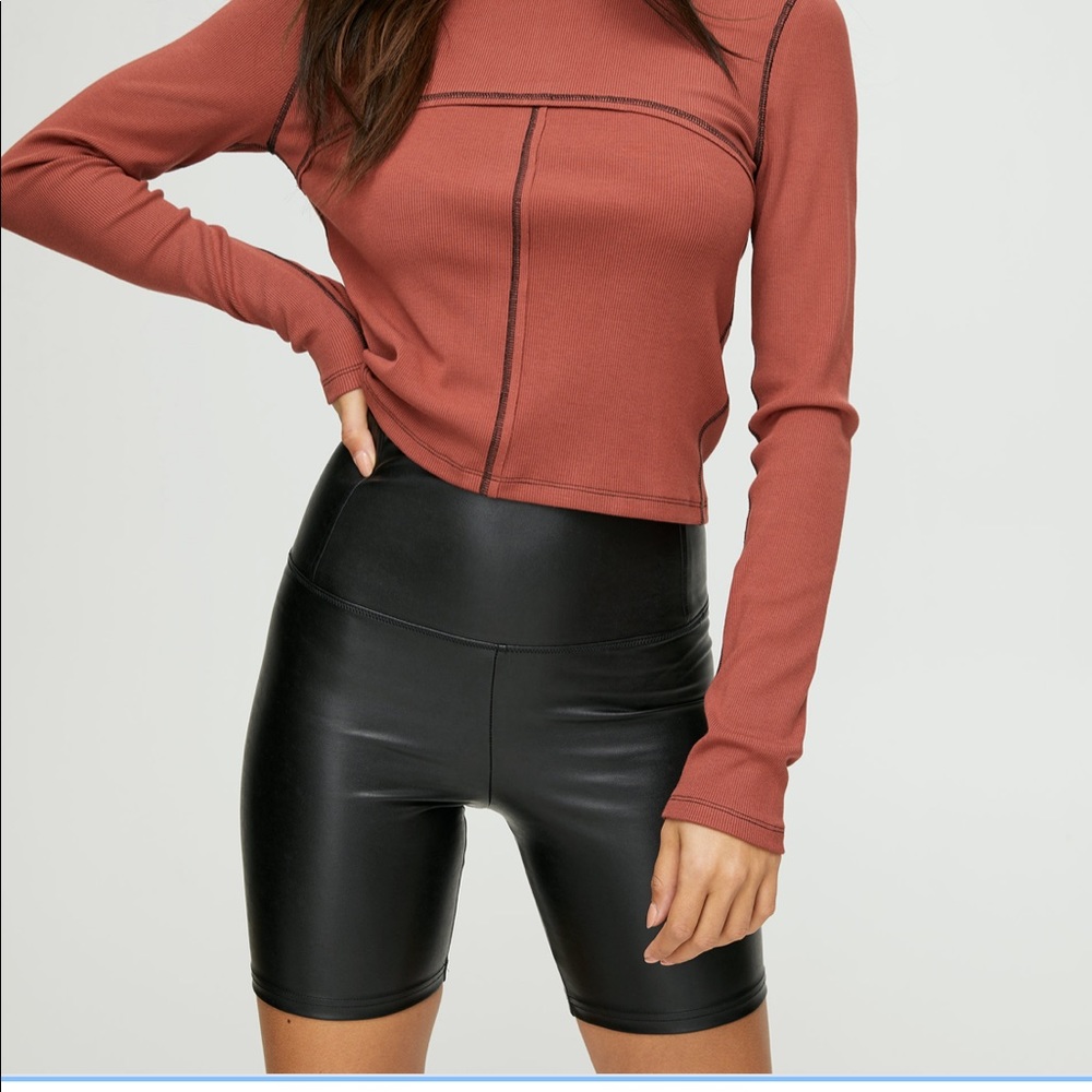 Wilfred Free Black Leather Biker Short